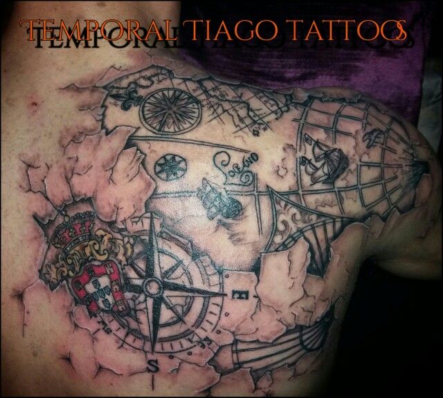 3D Portuguese Nautic Map Totally Customise By Me Body Art Tattoos Cool Tattoos Tatoos