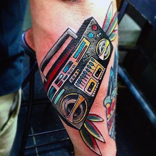 40 Boombox Tattoo Designs For Men Retro Ink Ideas Big Music Good