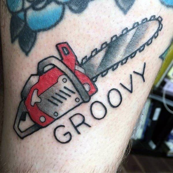 40 Chainsaw Tattoo Designs For Men Mechanical Saw Ink Ideas