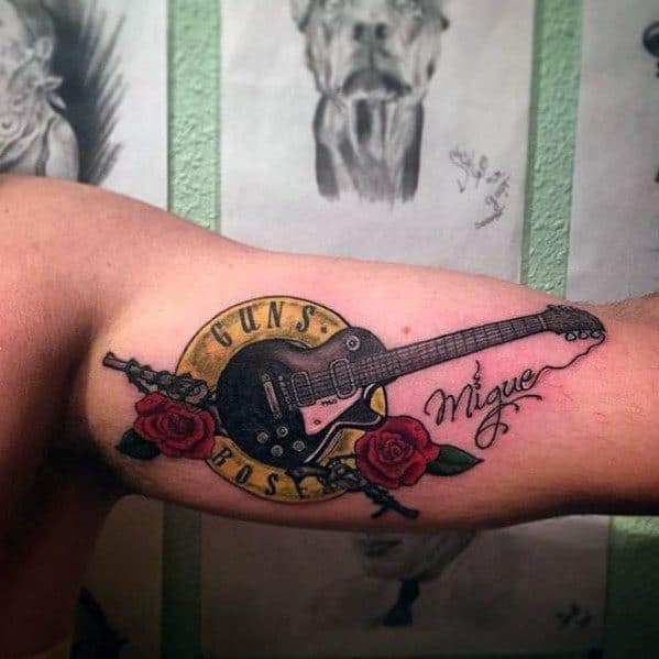 40 Cool Guns And Roses Tattoo Designs For Men