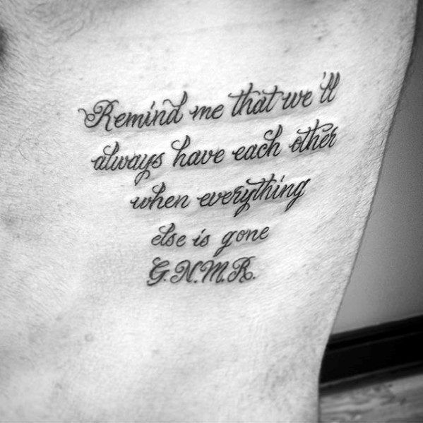 40 Rib Quote Tattoo Designs For Men Reminder Ink Ideas