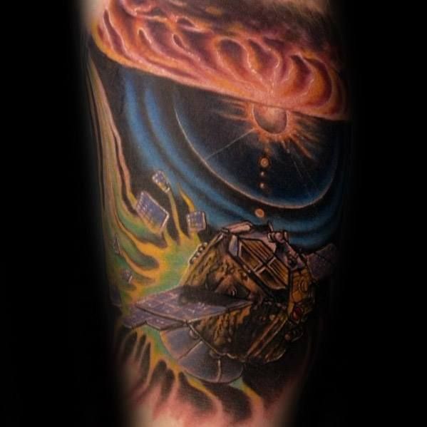 40 Satellite Tattoo Designs For Men Outer Space Ink Ideas Tattoos