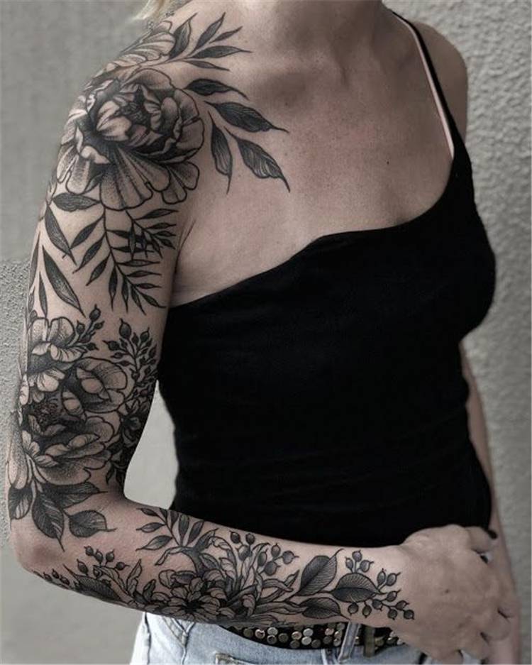 45 Gorgeous And Stunning Sleeve Floral Tattoo To Make You Stylish