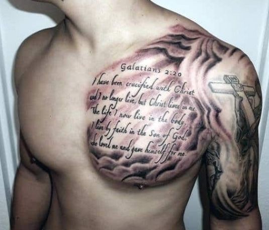 50 Cloud Chest Tattoos For Men Blue Sky Ink Design Ideas