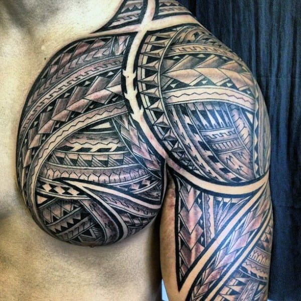 50 Polynesian Chest Tattoo Designs For Men Tribal Ideas Cool Tribal