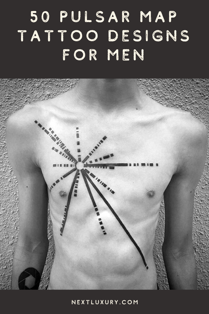 50 Pulsar Map Tattoo Designs For Men Pioneer Plaque Ink Ideas