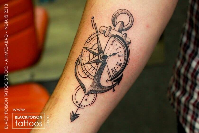 50 Simple Nautical Tattoos For Guys 2019 Star Compass Small