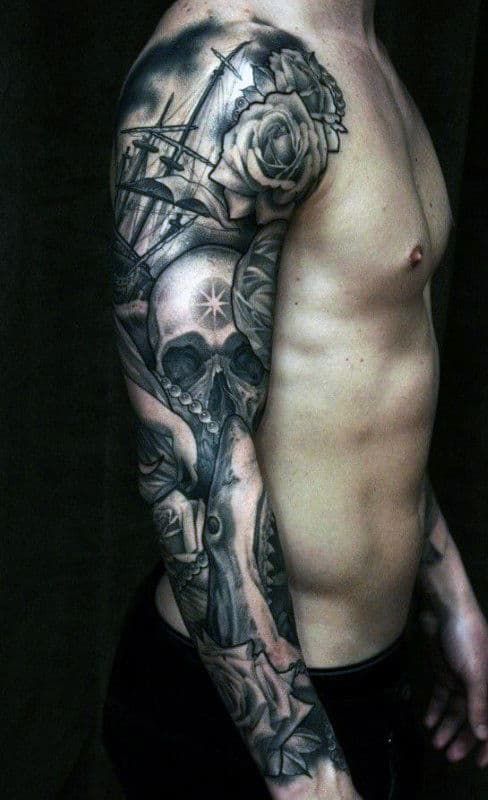 50 Skull Sleeve Tattoos For Men Masculine Design Ideas