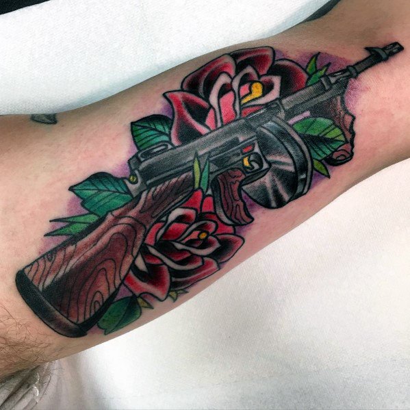 50 Tommy Gun Tattoo Ideas For Men Firearm Designs