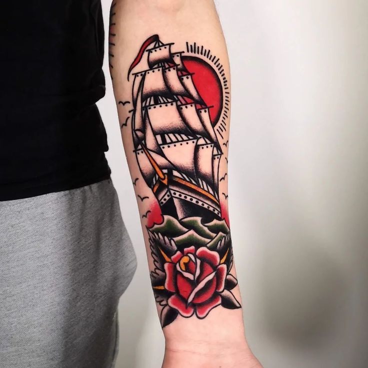 53 Pirate Ship Tattoo Designs For Men