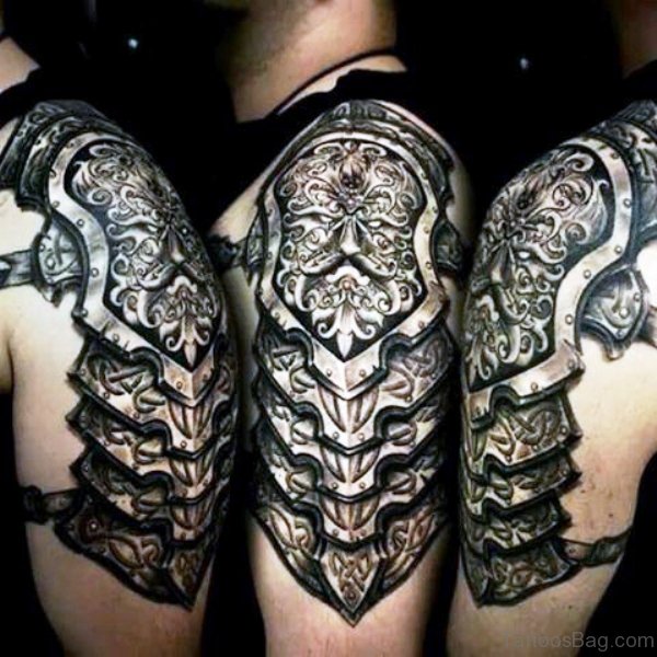 60 Fantastic Armour Tattoo On Shoulder