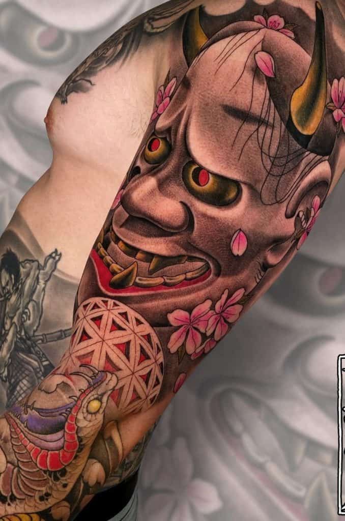 60 Hannya Mask Tattoos History Meanings Tattoo Designs