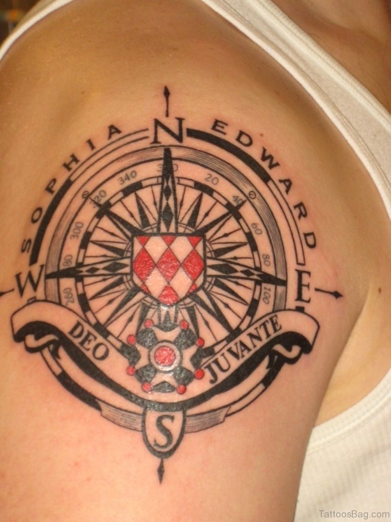 63 Elegant Compass Tattoos For Shoulder Tattoo Designs Tattoosbag Com