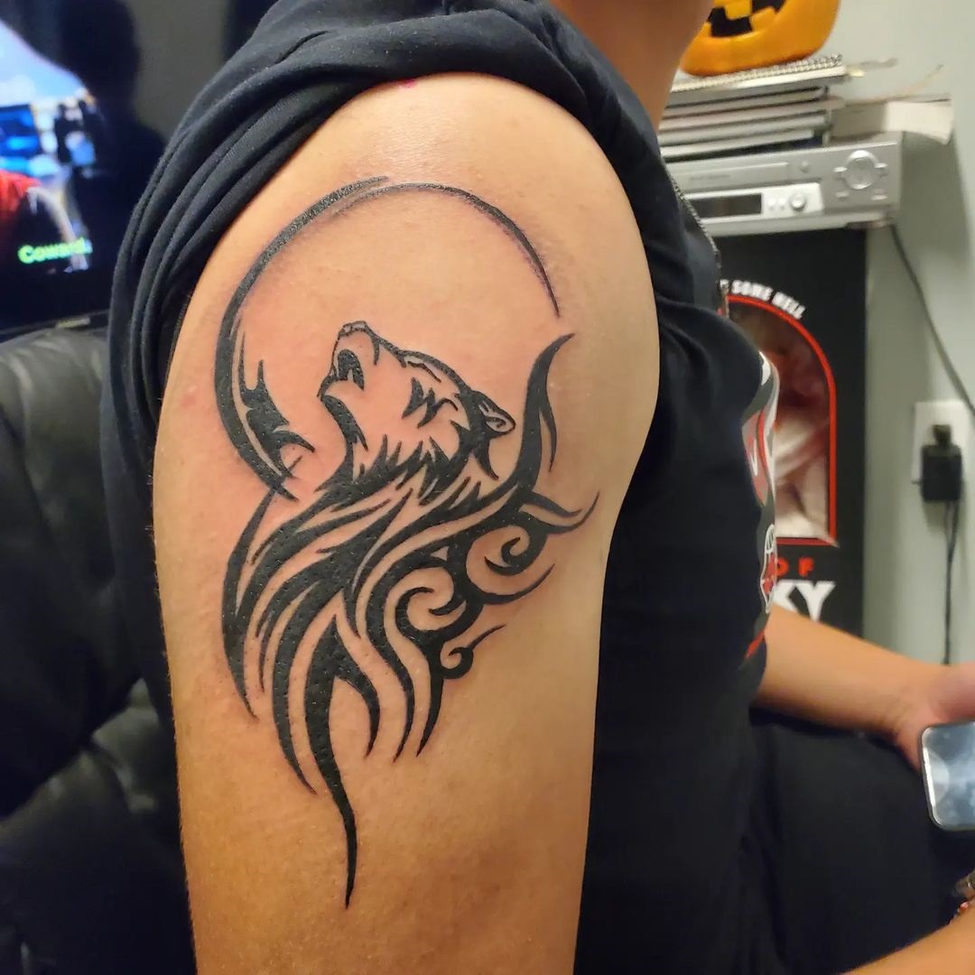 90 Moon Tattoos For Men Wolf Tattoos Native Tattoos Animal Tattoos