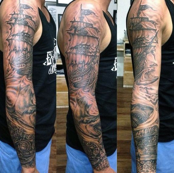 90 Shark Tattoo Designs For Men Underwater Food Chain