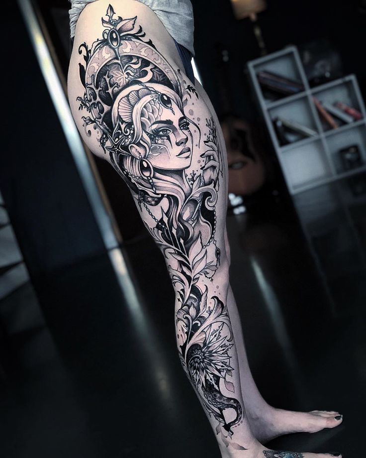 A Beautiful Leg Tattoo Portrait By Mi Li3 Art On Instagram Tattoo