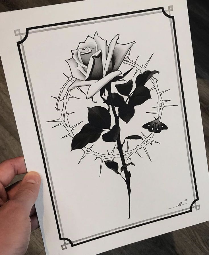 A Black And White Flower Tattoo Design