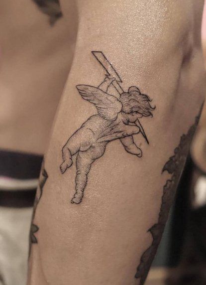 A Collection Of Cute And Minimalist Cherub Tattoos Cherub Tattoo