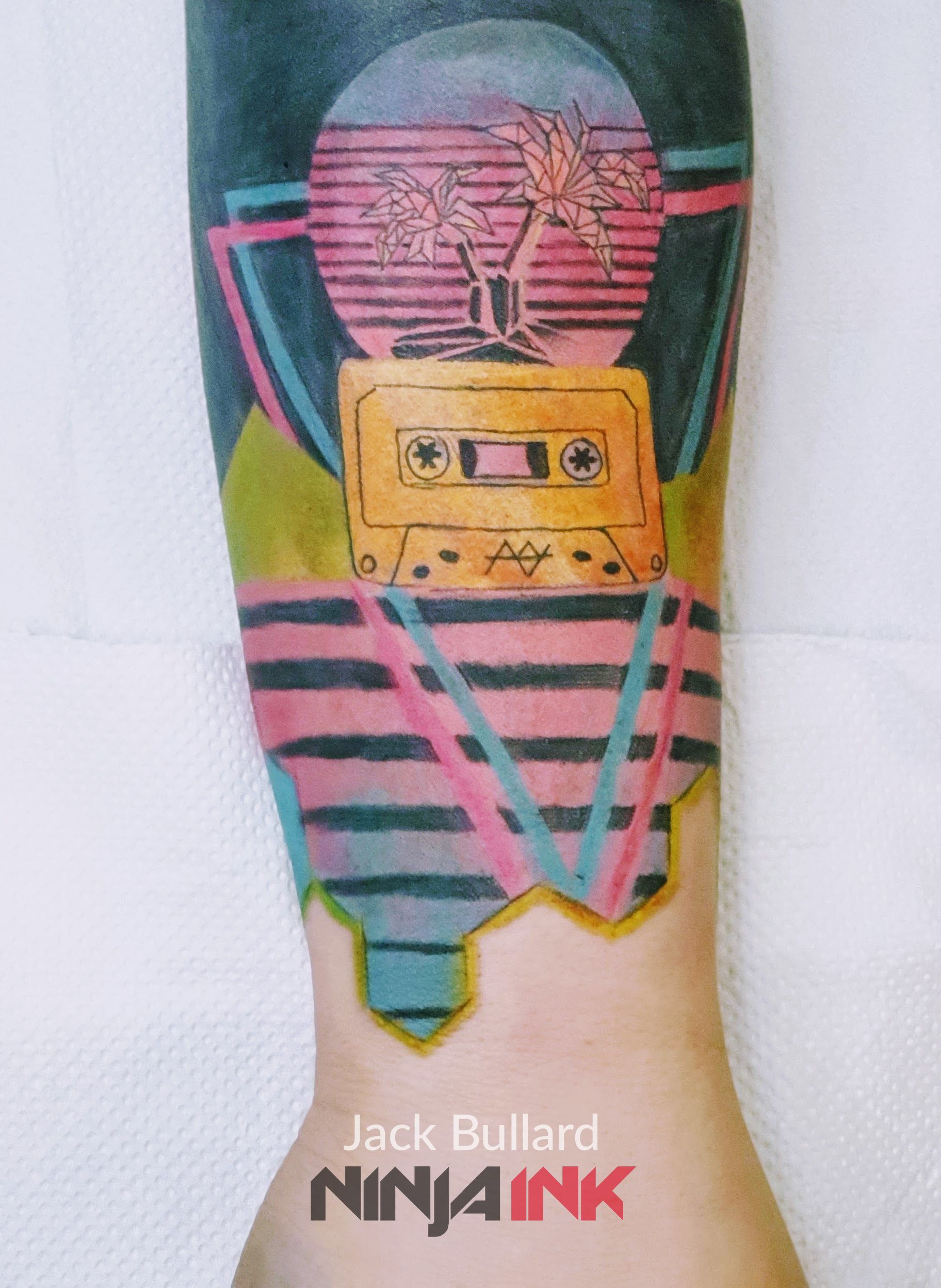 A Retro Wave Synth Tattoo Inspired By The Band Brisom Tattooed And