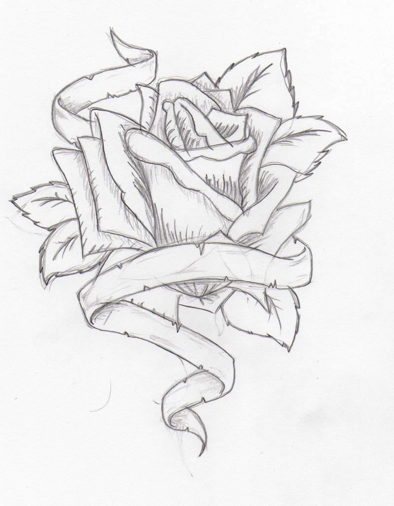 A Rose With Ribbon Tattoo Design