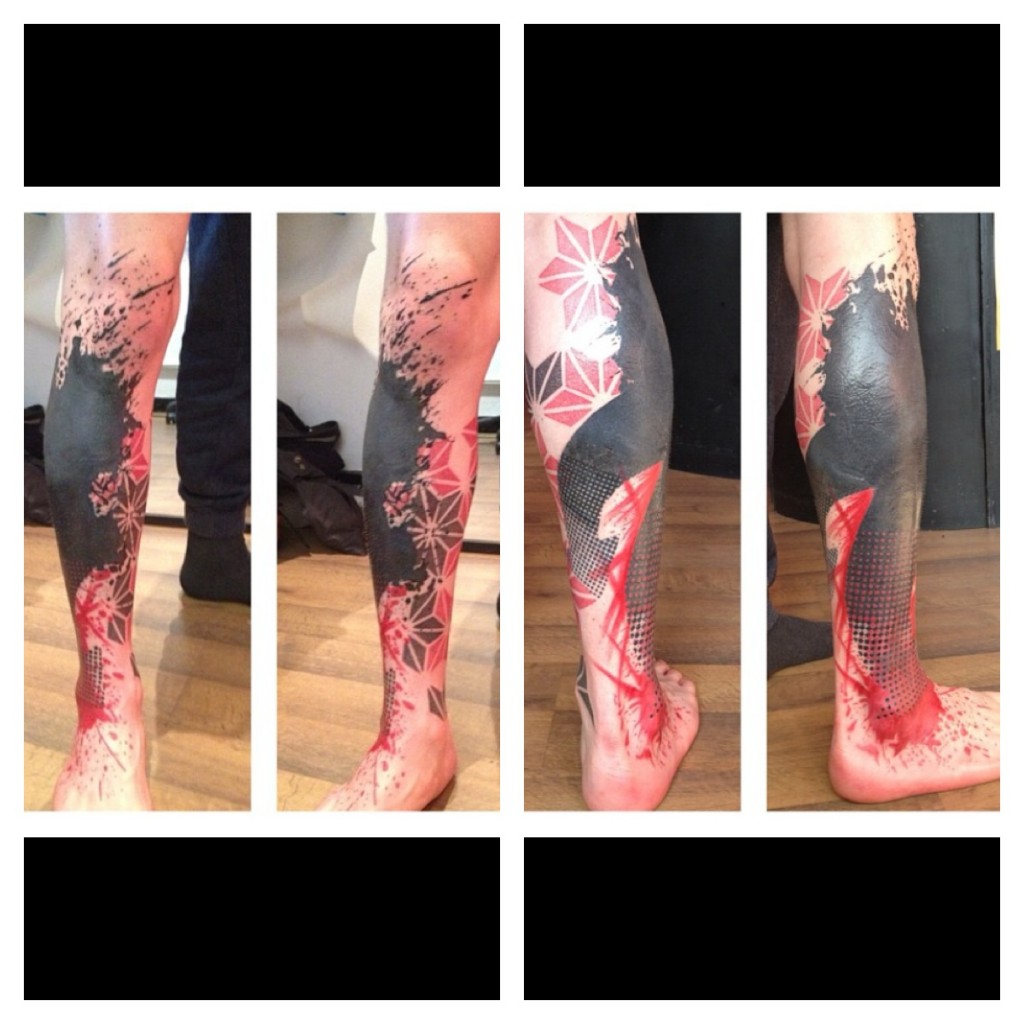 Abstract Leg Tattoo On Tattoochief Com Paint Splatter Tattoo