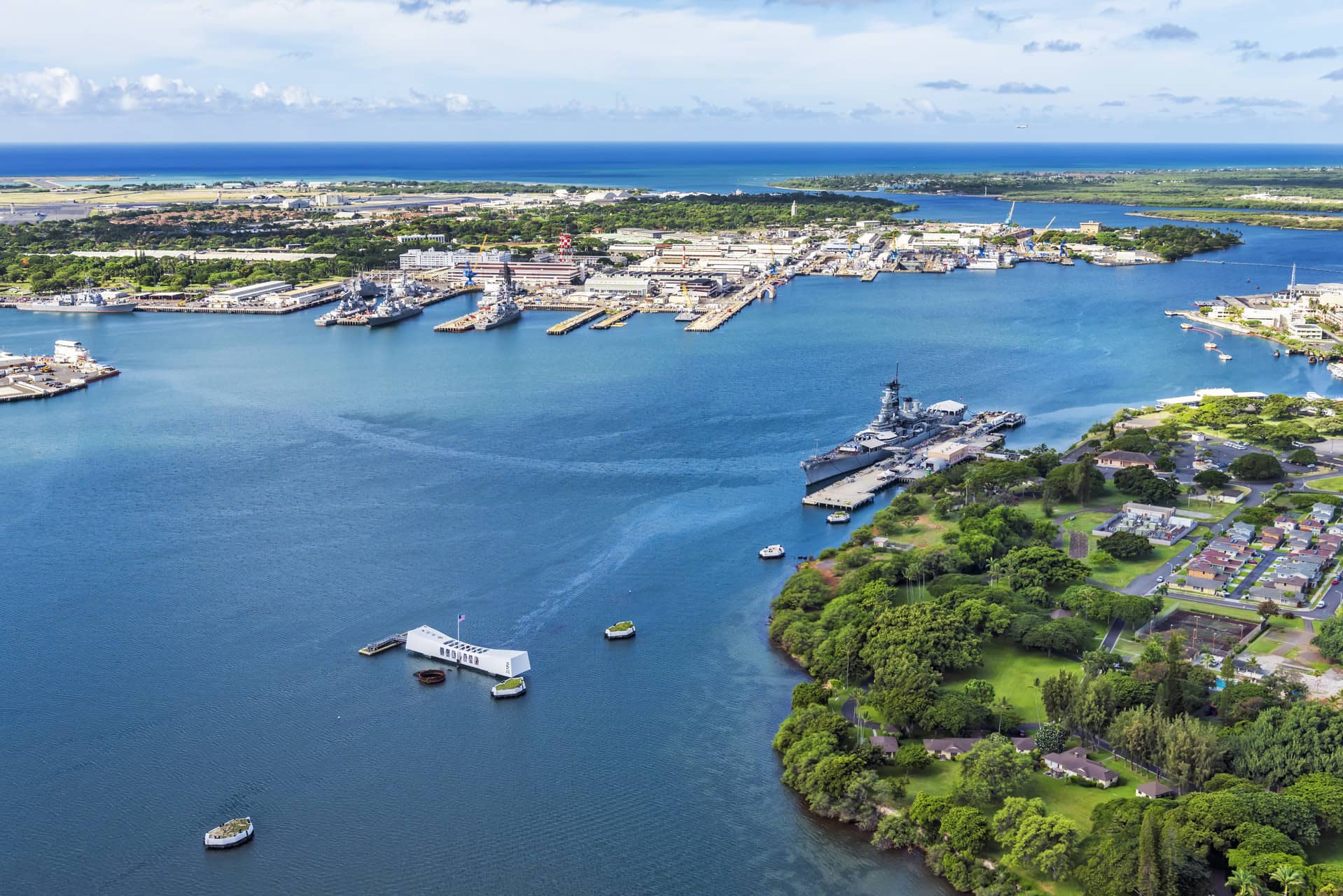 Aerial Of Pearl Harbor With Ships Hi Res Stock Photography And Images