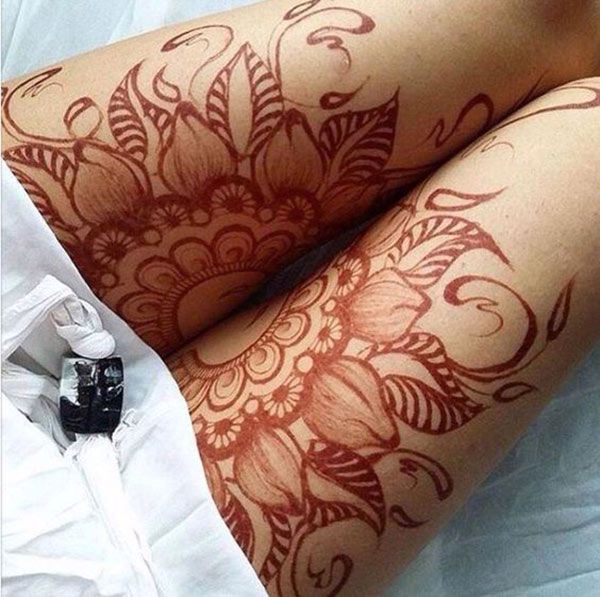 Amazing Thigh Henna Mehndi Tattoo Art Designs