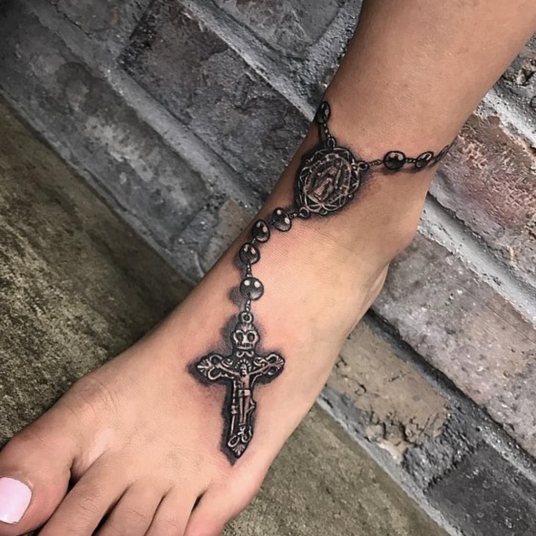 Ankle Rosary Tattoo Tattoos Rosary Tattoo Polynesian Tattoo