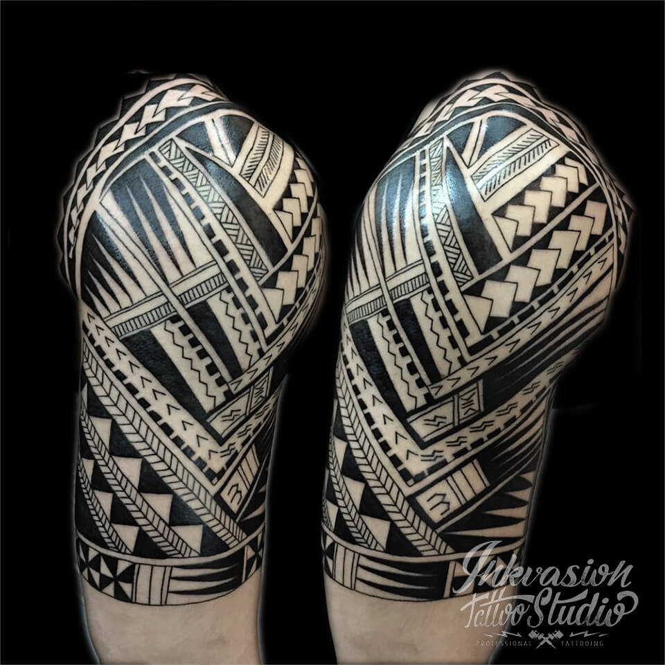 Artstation Polynesian Half Sleeve Tattoo Design