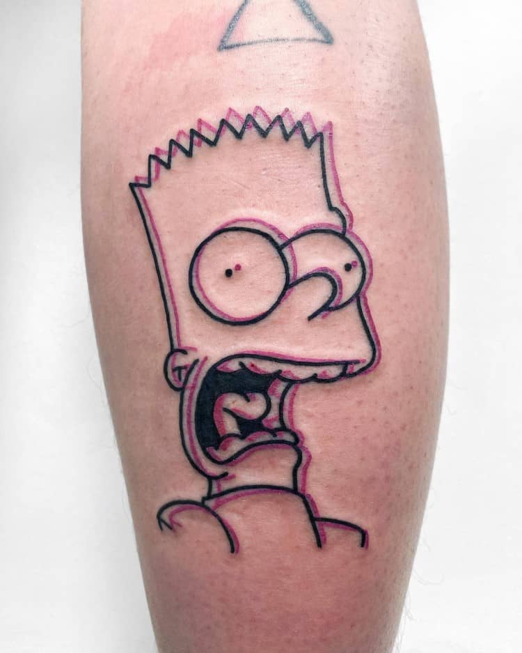 Awesome 3D Style Bart Simpson Tattoo Design By Wyldishbambino