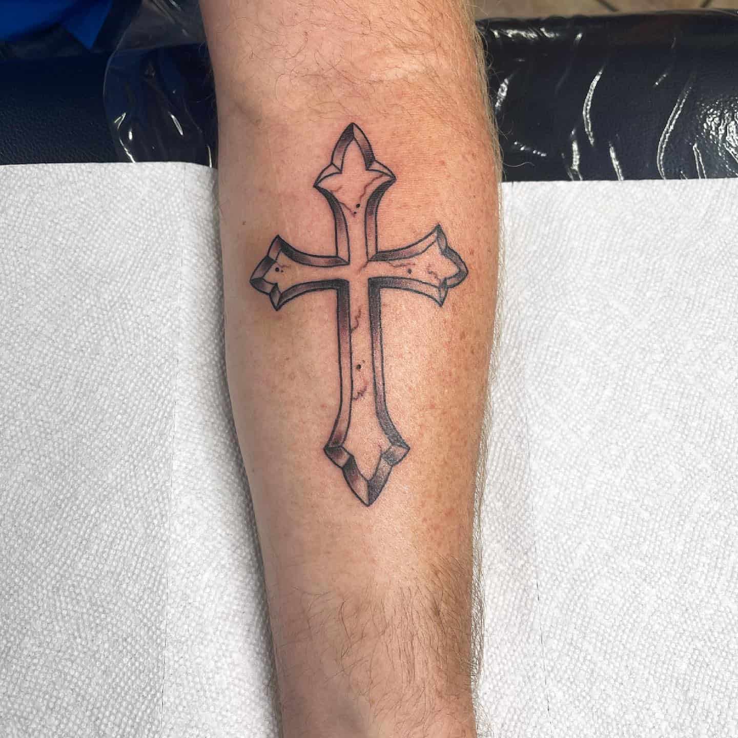 Awesome Simple Cross Tattoo On Forearm Tattooimages Biz