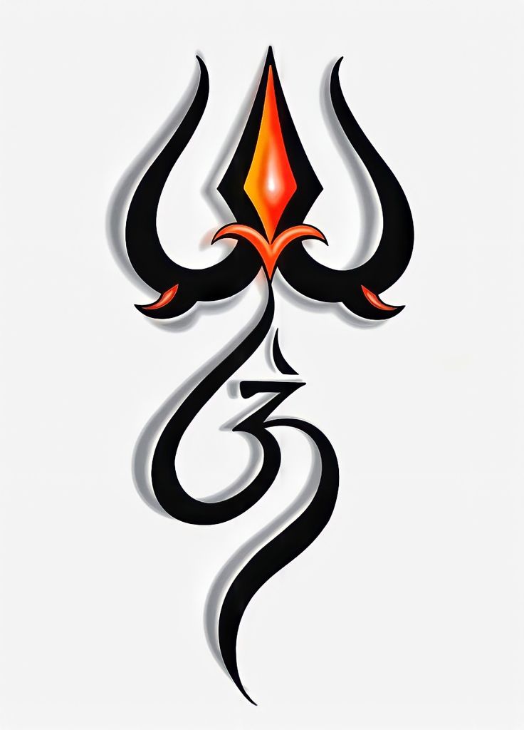 Beautiful Om Tattoo Design With Trishul And Damru Om Symbol Tattoo 1