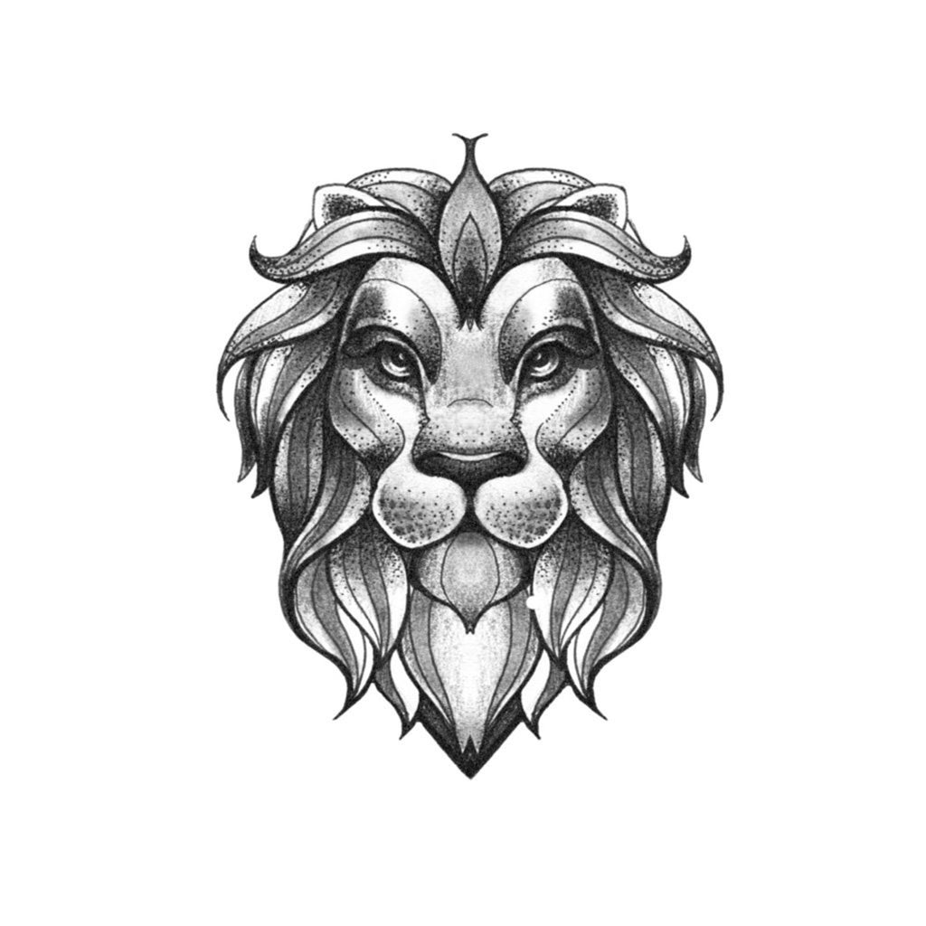 Black And Grey Dotwork Lion Head Tattoo On Arm By Minnietattooart