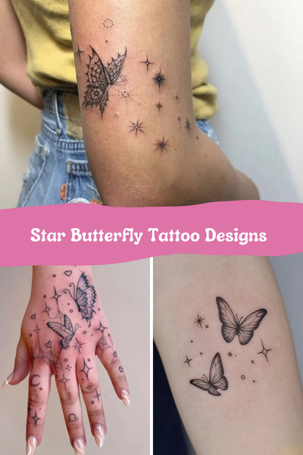 Butterfly Tattoo Butterfly Tattoo With Star Tattoo Design For