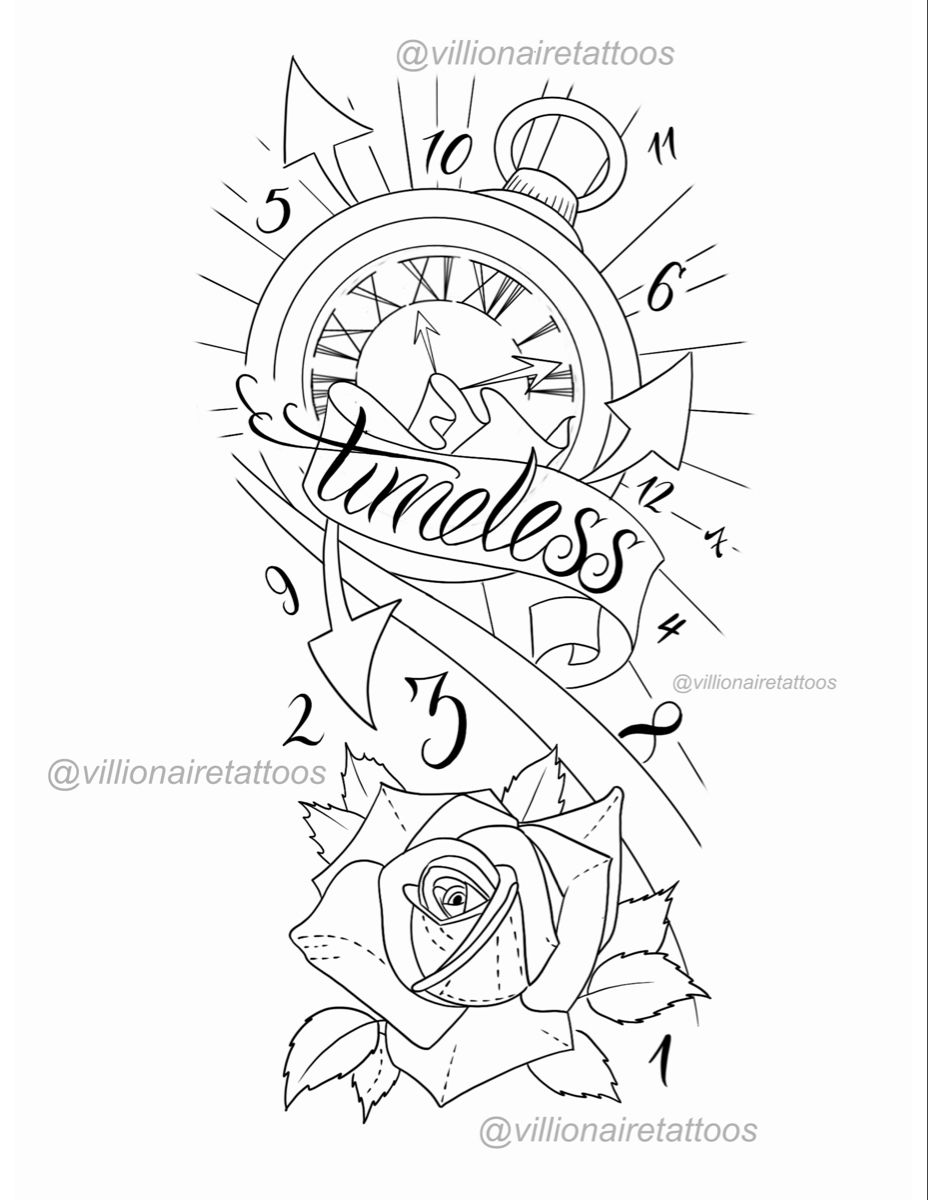 Clock And Rose Tattoo Email Tatubabytattoo Gmail Com For Appointments