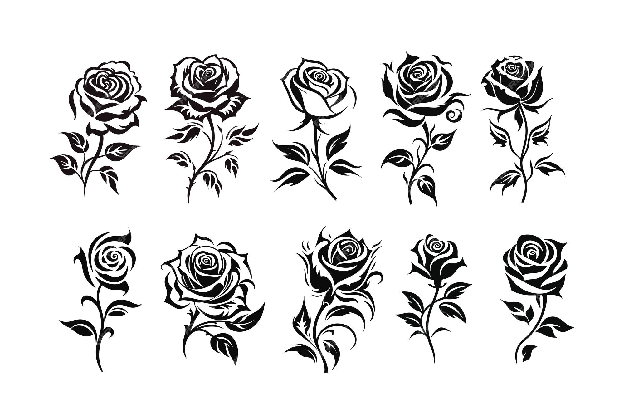 Collection Of Rose Tattoo Designs Premium Ai Generated Vector