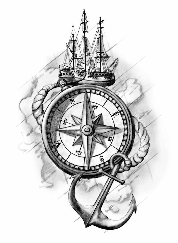 Compass Tattoos Tattoos Steampunk Black And White And Compass Image Inspiration On