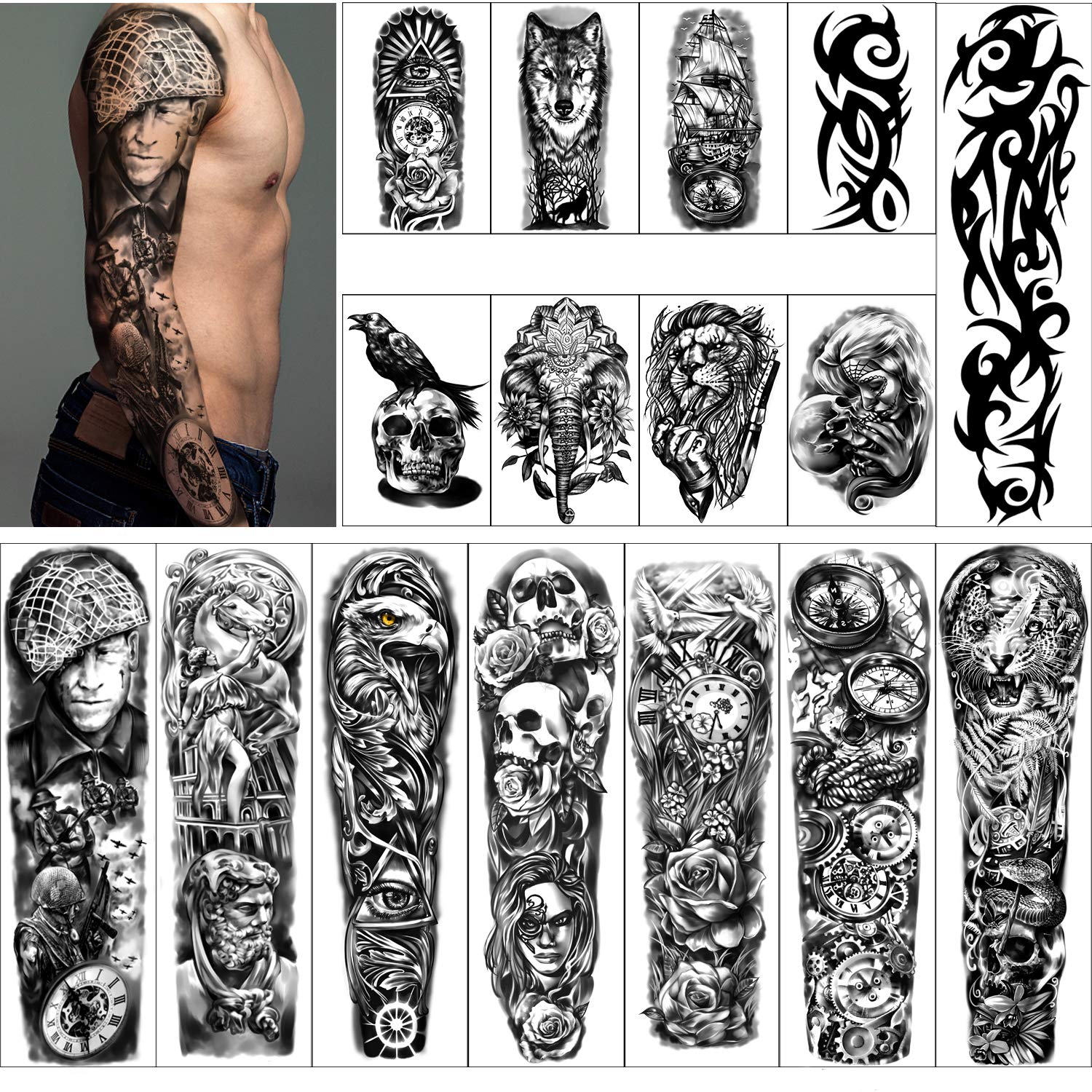 Cool Skull Guns Design Waterproof Temporary Tattoo Sticker Fake