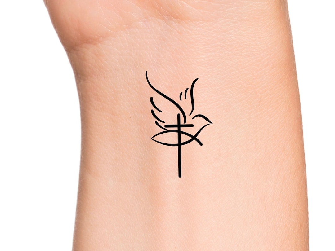 Cross Dove Jesus Fish Faith Temporary Tattoo Religious Tattoo Etsy Ireland