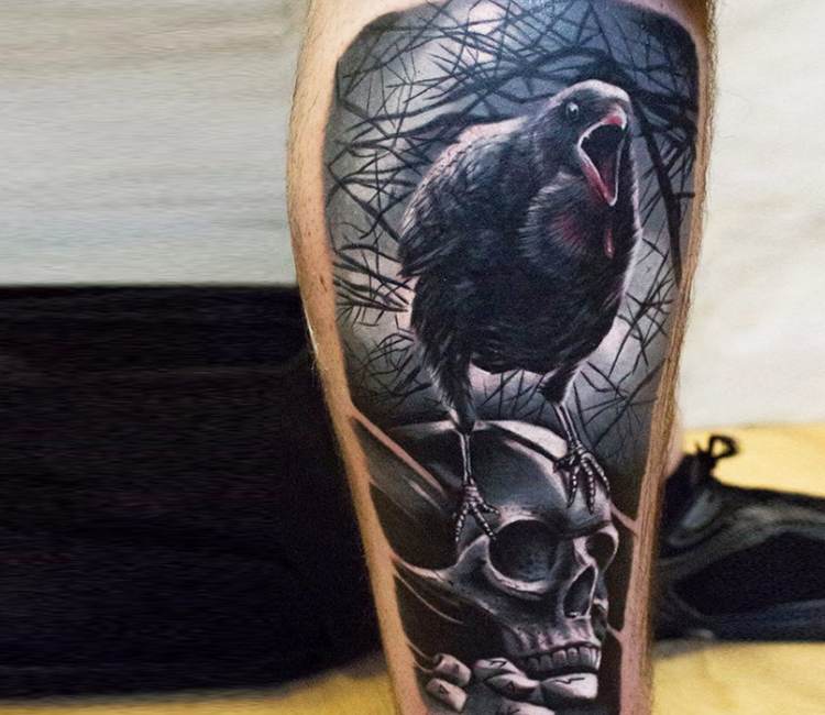 Crow And Skull Tattoo Ideas Mybodyfailsiamonmykneespraying