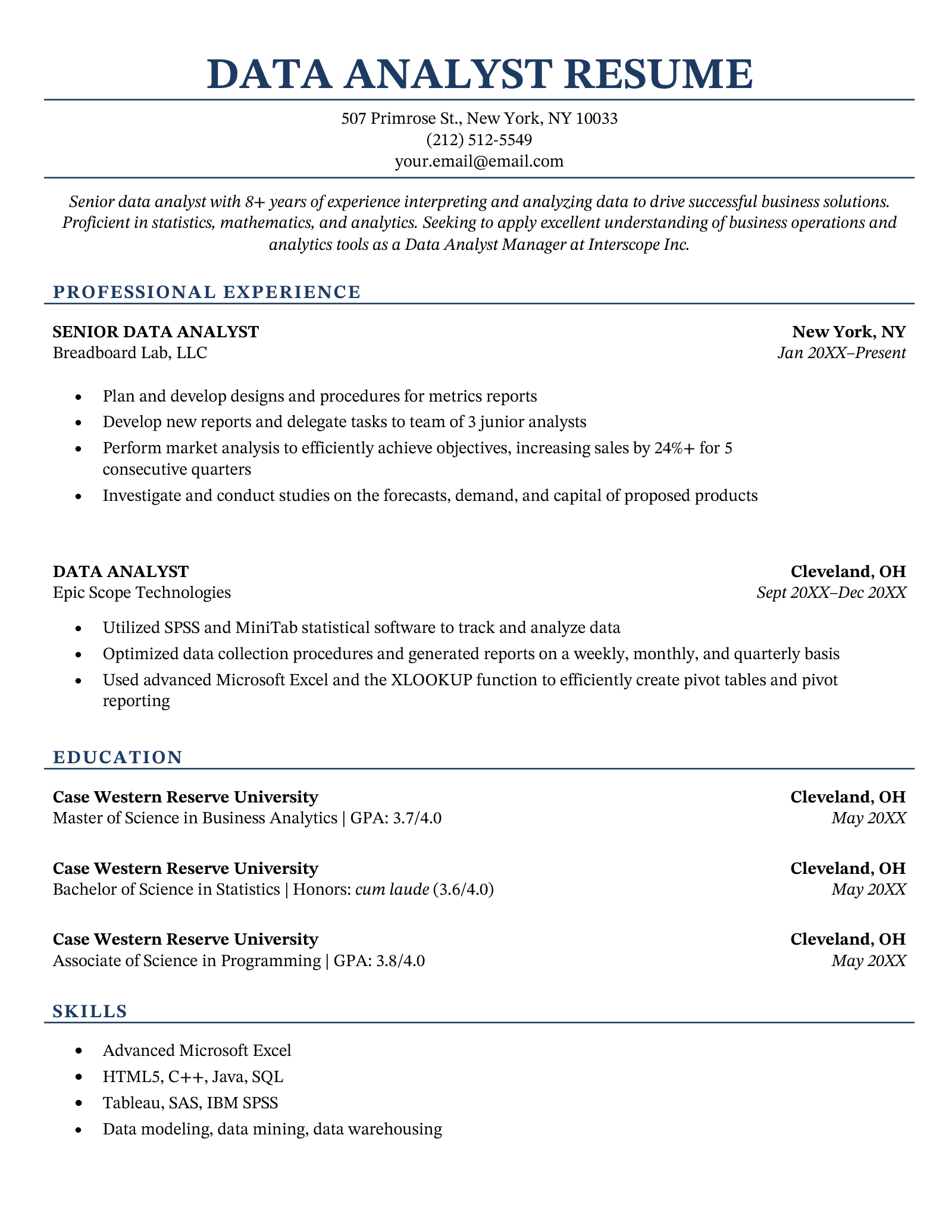 Data Analyst Resume Template Tips And What To Include Dice Com