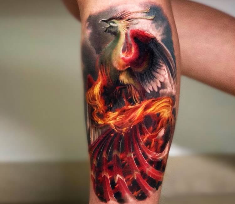 Details More Than 73 Phoenix Tattoo On Calf Best In Cdgdbentre