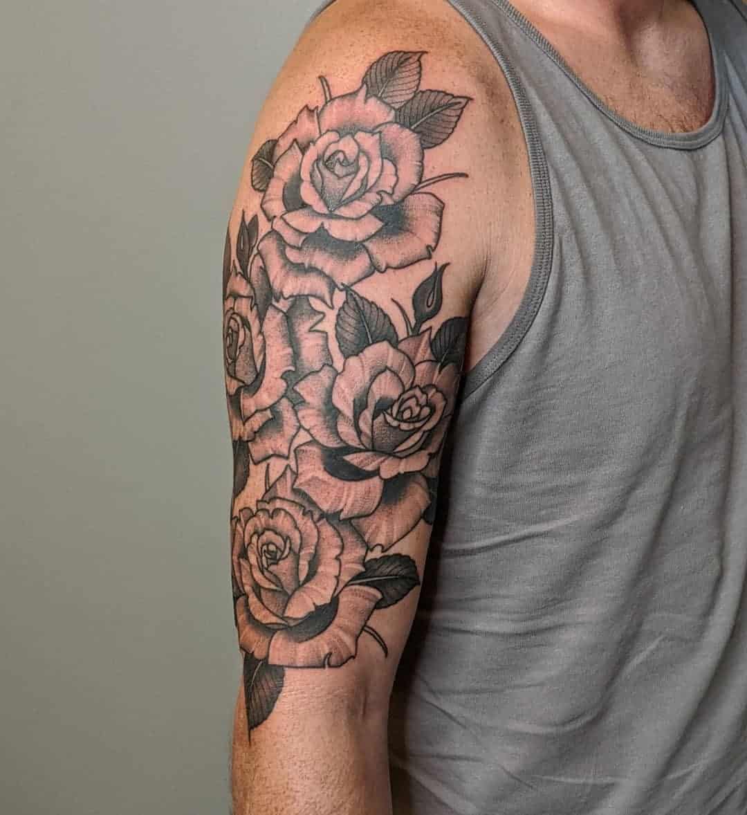 Discover 81 Mens Rose Sleeve Tattoo Super Hot In Cdgdbentre