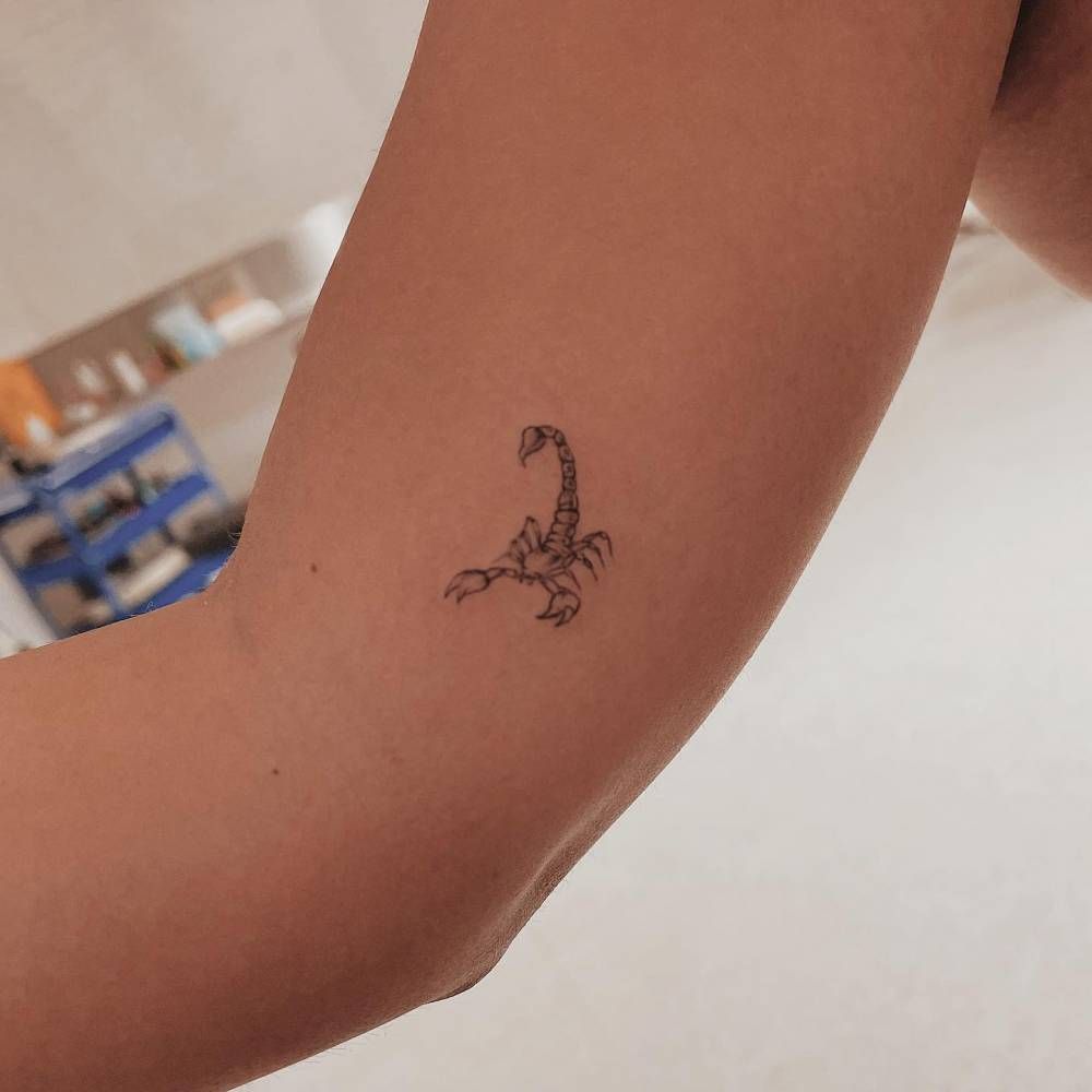 Engraving Style Scorpion Tattoo Located On The Inner