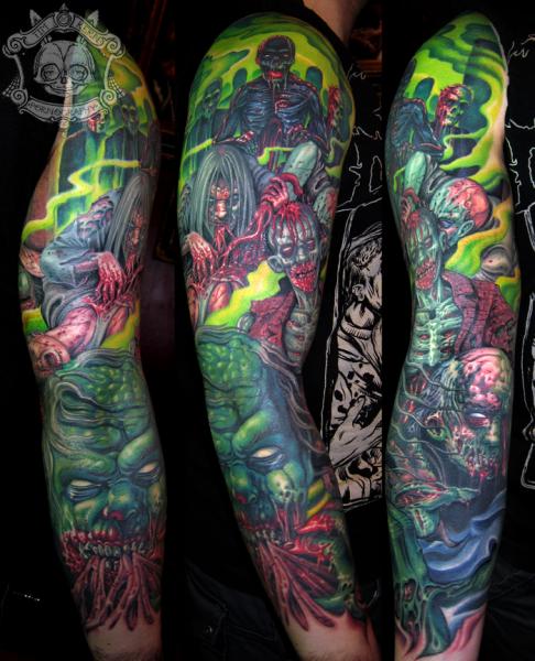 Fantasy Monster Sleeve Tattoo By Tim Kerr