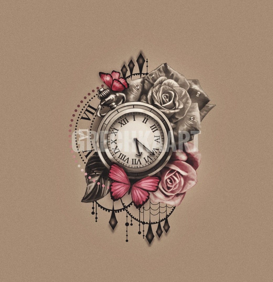 Feminine Clock Tattoo