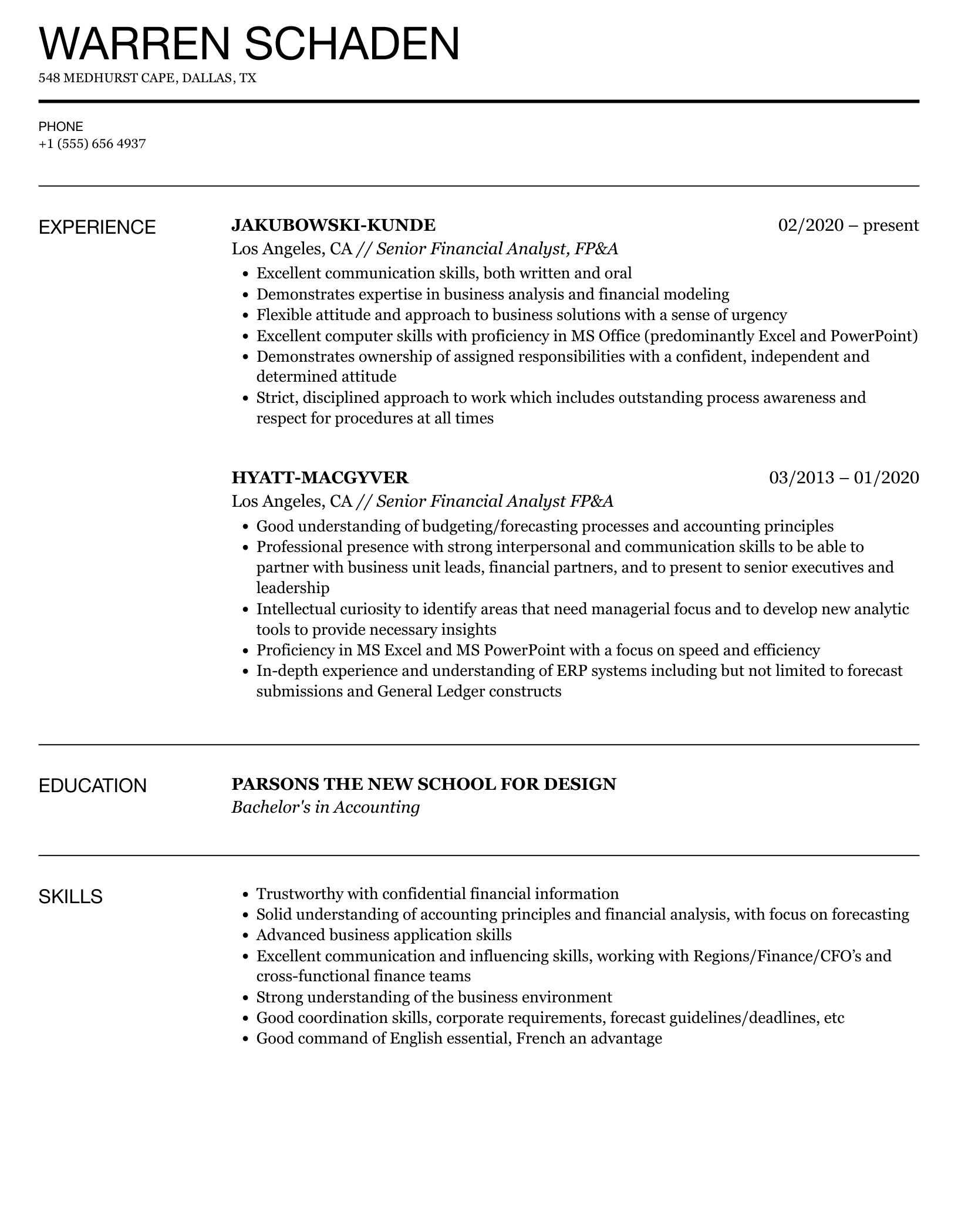 Financial Analyst Resume Sample 2021 Writing Guide Tips Resumekraft Minga