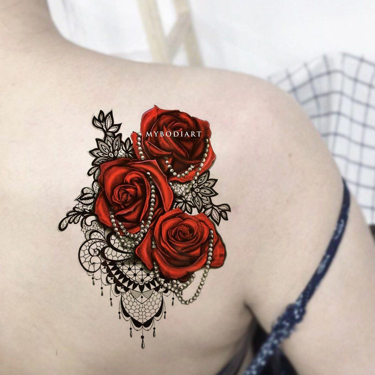 Florence Red Rose Black Lace Temporary Tattoo Lace Tattoo Tattoos