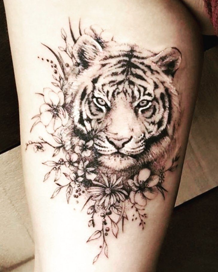 Flower Tiger Design Tiger Tattoo Design Animal Tattoos Leopard