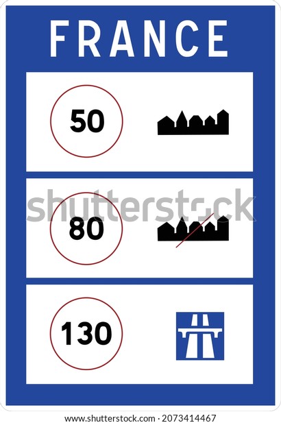 France National Speed Limits Border Crossings Stock Vector Royalty